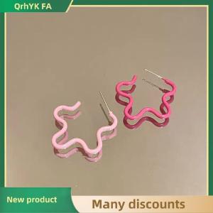 🔔🔔🔔QA Vintage Gradient Flower Hoop Earrings For Women Trendy Metal Irregular Drip Oil Earrings Jewelry Birthday Gifts