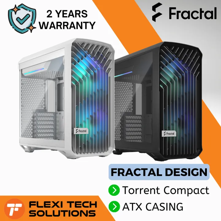 Flexi Tech FRACTAL DESIGN Torrent Compact RGB Black / White TG Light tint PC Desktop ATX Casing