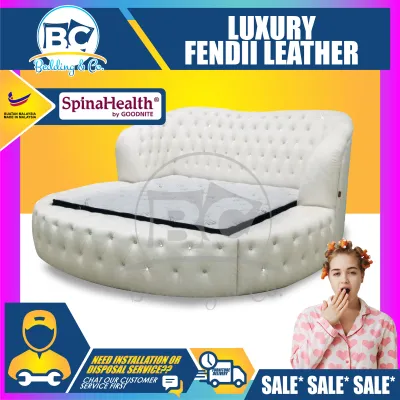 [FREE GIFT RM159 KING KOIL PILLOW ] SpinaHealth by Goodnite Luxury Fendii Leather Bedframe Solid Mix Wood Divan/Bed Frame Queen & King Size