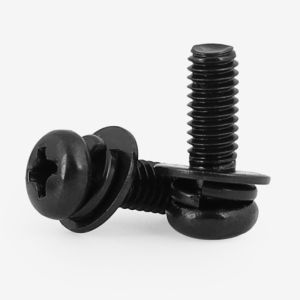 Cross Recessed Pan Head Screw with Washer M5 M6 M8 Black Zinc Carbon Steel Three Combination Machine Sems Screw