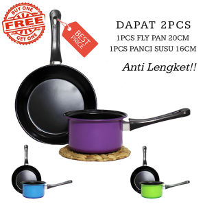 Teflon Satu Set Panci Panci Set Frypan Anti Lengket Teflon Panci Susu Teflon 2in1 Panci Wajan Gagang Serbaguna