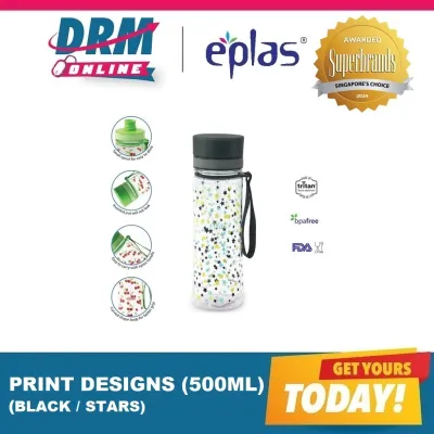[DRM ONLINE] Official Distributor | NEW! Eplas (EGH 500ml) BPA-Free Water Bottle (Black / Stars)