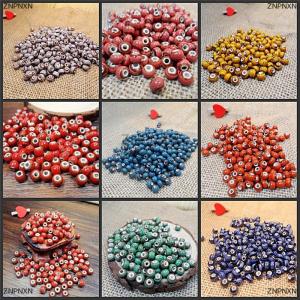 [COD] ZNPNXN 6mm 50pcs Flower Glaze Ceramics Spacer Beads for DIY Jewelry Accessories Design