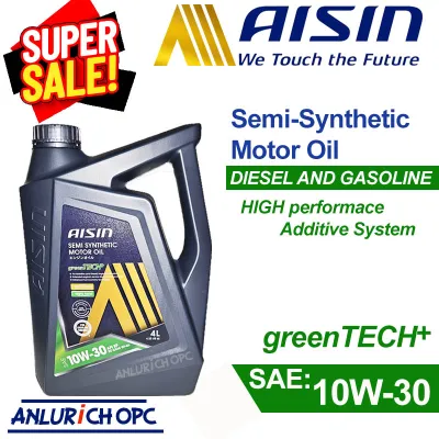 AISIN SEMI Synthetic Motor Oil 10W-30 greenTECH+ Diesel and Gasoline Engine 4L