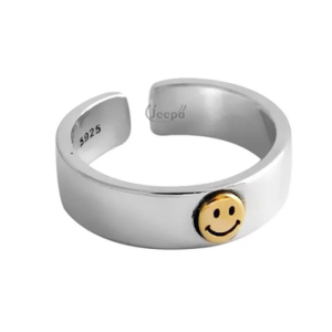 Cincin Perak Smile Adellina Open Ring Korean Fashion