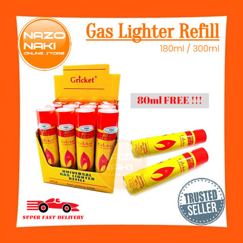 Universal Gas Lighter Refill 300ml Free 80ml or 180ml Gricket / Glictel