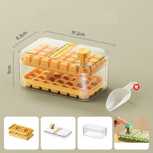 Ice Lattice Ice Cube Tray with Lid and Bin 2 Pack Ice Cube Trays for Freezer 56 Grids Ice Cube Mold