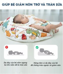 Gối chống trào ngược cho bé đệm ngủ cho bé nệm em bé sơ sinh đệm tròn cho bé có đai đeo cố định - Green Pharma