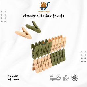 Vỉ 20 Kẹp Quần Áo Củ Lạc Nhựa Việt Nhật – Kẹp Phơi Đồ Bền Đẹp Đầu Kẹp Răng Cưa Giữ Chắc Quần Áo