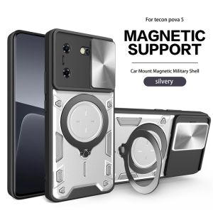 Vỏ cho TECNO pova 5 pova5 5g 2023 vỏ điện thoại trượt Camera Ốp điện thoại chống sốc kim loại có nam châm nhẫn giữ bìa sau