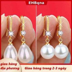 [COD] EHBqna 3PF Ship within 24 hours Đồ trang sức cho phụ nữ nước thả bông tai ngọc trai cho phụ nữ màu đỏ trắng vòng ngọc trai hình bầu dục Bông Tai đám cưới engagement Valentines ngày Quà Tặng