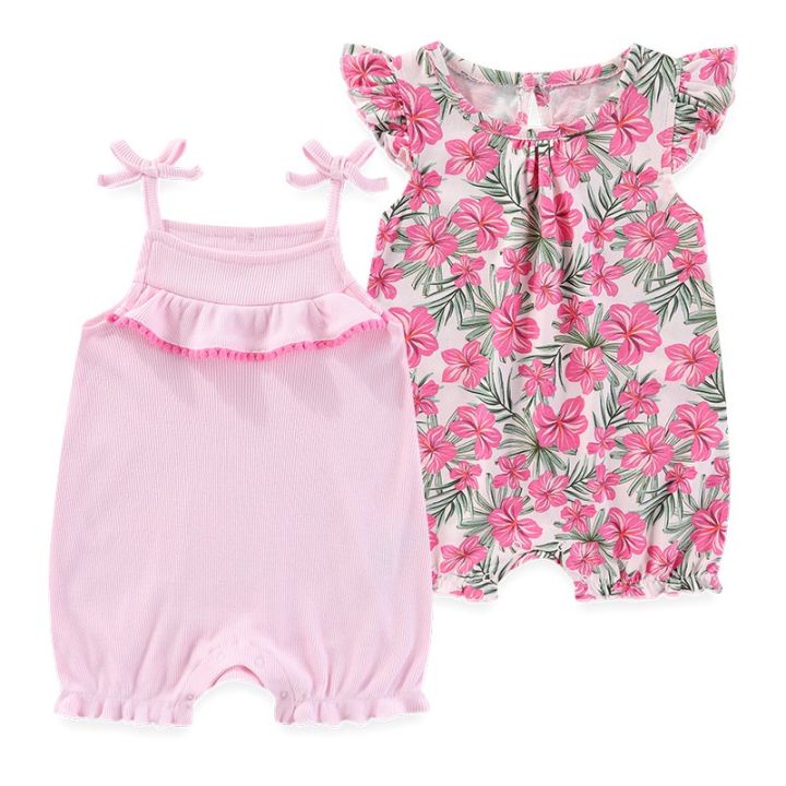 Kiddiezoom 0-9Months Newborn Baby Girls Summer Clothes 2PCS Romper Outfits  Sleeveless Backless Strap Jumpsuit Bodysuit Lazada PH