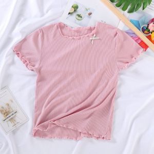 3-7 Years Summer Children Girl T-Shirt Short Sleeved Ice Feeling Soft Thin Tops