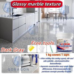 10 in 1 Epoxy Colored Sand Paint Self-Leveling 1000g With Tools Cement Floor Paint High Gloss Non-slip Paint Imitation Marble Cement Imitating Marble Tiles Anti Slip and Wear-Resistant Indoor Household Paint