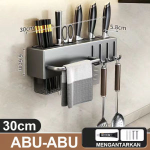 Rak pisau dinding Dapur Stainless Steel Rak Gantung Dapur Multifungsi Rak Tempel Tanpa Bor/Rak sendok Garpu Gantung Dapurd Gantung Stainless Steel Tempat Pisau Sendok Garpu Bu