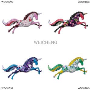 [COD] WEICHENG Retro Fashion Cartoon Alloy Enamel Unicorn Horse Brooch Lapel Pin For Women Clothing Badge Jewelry Accessories Gift