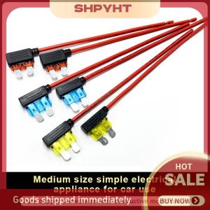 SHPYHT อะแดปเตอร์ก๊อกน้ำขนาดเล็กแบบวงจรเอทีเอ็ม อุปกรณ์ความปลอดภัยขนาดกลางแบบเรียบง่าย10A 20A 15A ตัวยึดฟิวส์รถยนต์