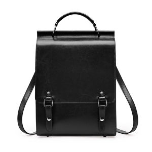 Leather Backpack Women British College Style School Bag College Student Retro Computer Cowhide Backpack