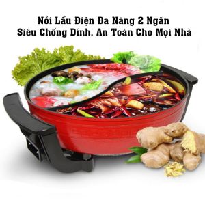 Nồi lẩu tròn 2 ngăn đa năng nồi lẩu chống dính cao cấp tiện lợi với 5 mức chỉnh nhiệt. Bảo hành 2 năm lỗi đổi mới 7 ngày đầu do nhà sản xuất