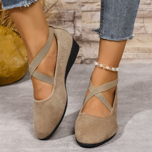 Plus Size WomenS Shoes 2025 Summer New Pointed Toe Wedge Heel Loafers WomenS Casual Sports Shoes