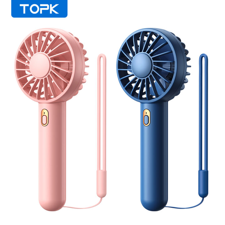 TOPK Mini Fan Rechargeable Cute Portable 3 Speed Stron Handheld Handy ...