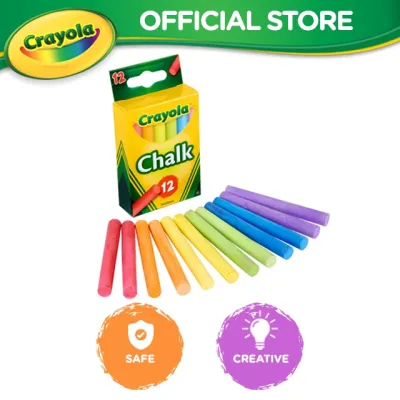 Crayola Multicoloured Chalk - 12 Count Chalkboard - 6 Colors - Safe & Non Toxic - For Age 3+