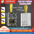 (Chính Hãng 2023) Pin sạc dự phòng trong suốt 20000 mah, 3 đầu dây hỗ trợ sạc cực nhanh, Cục pin màn hình tích hợp đèn Led hiển thị % pin nhỏ gọn, tương thích các dòng máy, powerbank. 