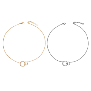 Thanh Lịch Mạnh Mẽ Brass Vật Liệu Vòng Cổ Phụ Kiện Cho Phụ Nữ Phong Cách Dây Xích sợi mảnh Đôi Hoop Mặt Dây Chuyền Phụ Nữ Thời Trang