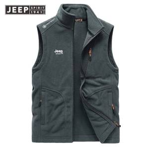 JEEP SPIRIT Áo Ghi Lê Lông Cừu Không Tay Mùa Xuân Cho Nam Áo Ghi Lê Lông Cừu Ngoài Trời
