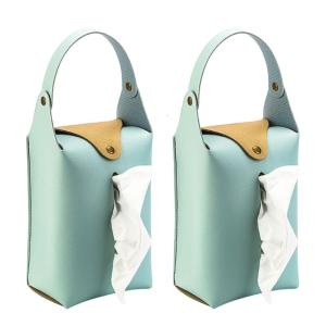 2pcs Hanging PU Leather Tissue Storage Container Napkin Dispenser Paper Towel Refill Box for Desk Or Coffee Table