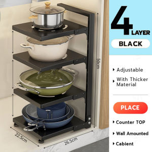 Kitchen Pot Rack 4 Tier Under Sink Countertop Multipurpose Rack Pan Organizer