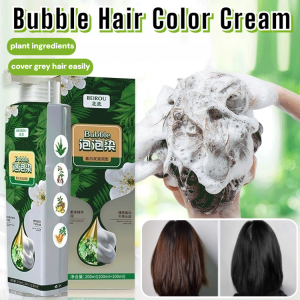 Plant Bubble Hair Dye Shampoo Cover Gray Hair Color Cream Gentle No Damage Scalp Easy-to-Wash
