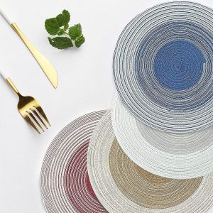 Elegant Gradient Placemats For Dining Table Heat Resistant Round Design Washable Non-Slip Coasters Western Placemats