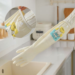 ถุงมือทำงานบ้าน ผู้หญิงทนทานขยายและหนาขึ้นถุงมือล้างจาน ทําความสะอาดและแปรงล้างจาน อุปกรณ์ในครัวเรือนกันน้ำ
