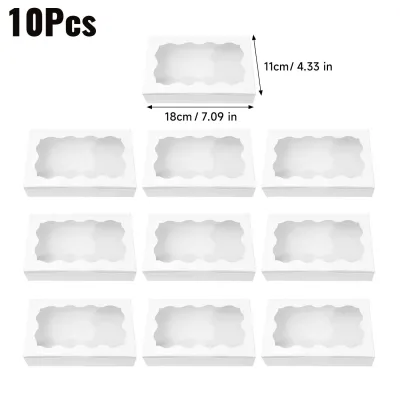 10Pcs Transparent Window Paper Bakery Box Biscuits Pastry Cake Chocolate Candies Display Box Birthday Party Gift Packaging Container