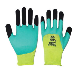 แพ็ค 12คู่ ถุงมือเคลือบยาง ถุงมือช่าง เคลือบยางเต็มฝ่ามือ กันลื่น กันบาด ขนาดฟรีไซร์