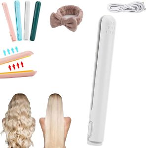Beautyskin USACurling Iron Dual GlamDual Purpose Curling Iron for Short Hair Rechargeable Cordless Ceramic Curling Wand 2 in 1 Small Hair Curler Straightener (2PCS-A)