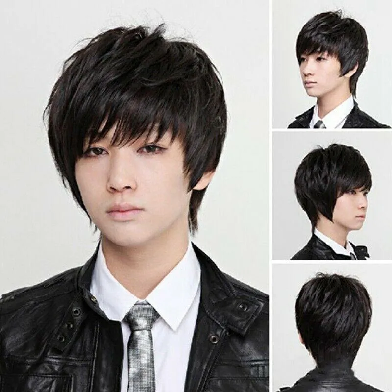 Hot New Men Handsome Boys Black Wig Korean Fashion Short Men Hair