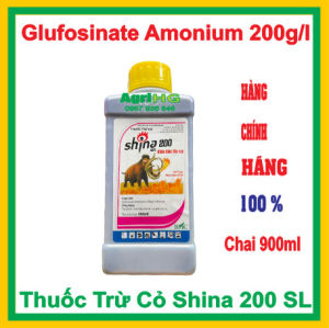 ThuốcTrừ cỏ không chọn lọc Shina 200 18SL chai vuông 900ml diệt cỏ lá rộng và lá hẹp BMCThuốc diệt cỏ Shina Cỏ cháy siêu tốccỏ cháy siêu tốc không hại cây - khai hoang GlufosinateVTNN AgriHG
