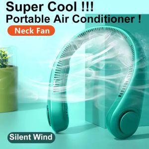 3000mah Portable Hanging Neck Fan Cooler Electric Wireless Fan Mini Fan Small Fan Hands Free Bladeless USB Rechargeable Sport Cooling Fan Mute Fans Sport Fan (3 colors)