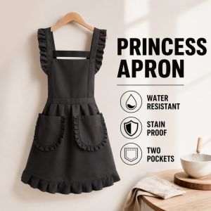 The joy of home Waterproof Apron Lace Korean Style Anti Stain Pocket Kitchen Cooking Home Use