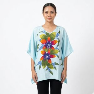 Exclusive Blossom Poncho (Free Size) - 100% Genuine Handmade Batik - Hand-Drawn