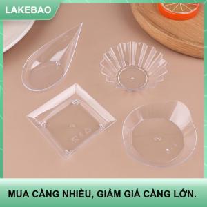 【LAKEBAO】 10Pcs Transparent Mini Appetizer Plates Ice Cream Cup Plastic Fruit Candy Cake Jelly Yogurt Mousse Dessert Container Pastry Tool