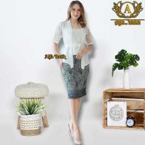 Setelan Kebaya Brokat Kutu Baru Lengan Pendek Set Rok Pendek aneka motif