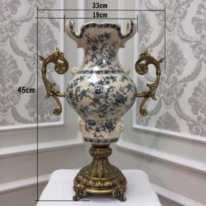 BÌNH HOA TRANG TRÍ HƠI HƯỚNG TÂN CỔ ĐIỂN HỌA TIẾT HOA NHÍ XANH - CB30-BH