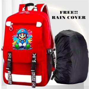 Js Stlye Tas Sekolah Uniseks S MARIO 0026 Tas Ransel Bahu GandaTas Laptop Mochila Anak