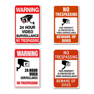 24 Hour Video Monitoring Sign Reflective Tinplate Warning Safety CCTV Sign for Outdoor or Indoor Use