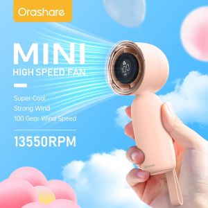 Orashare HF05 3000 mAh Mini Fan Rechargeable Handheld Strong Wind 100 Gear High-Speed Turbo Fan