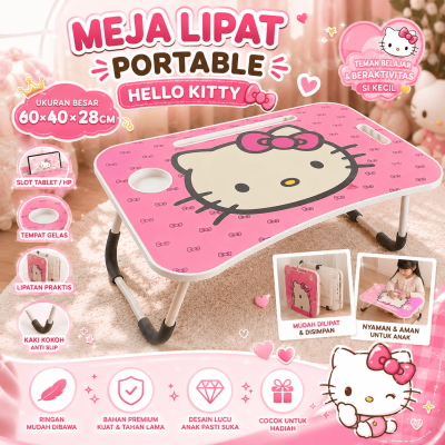 Meja Lipat Portable Karakter Lucu Serbaguna Anti Air Meja Laptop Meja Belajar On