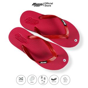 MIZEO STREET Sandal Jepit Pria Rubber Polos Stripe Biru Kuning Lentur M023 Merah